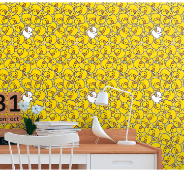 Yellow and white ducklings children's bedroom wallpaper - TenStickers