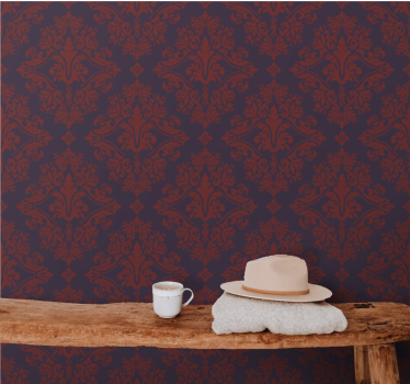 Deep purple Damask baroque wallpaper - TenStickers