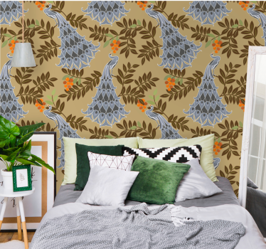 Elegant fowl design birds in wallpaper - TenStickers