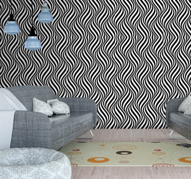 Flowing black and white pattern geometric wallpaper - TenStickers