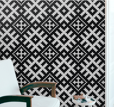 Black and white Christmas pattern geometric wallpaper - TenStickers