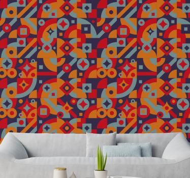 Geometric Motifs retro wallpaper - TenStickers