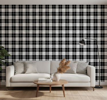 Geometric wallpaper black and white checkered - TenStickers
