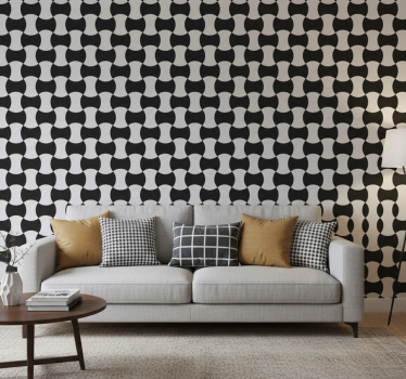 Geometric wallpaper black and white curves - TenStickers