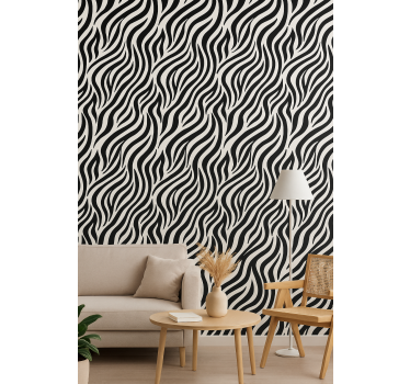 Geometric wallpaper black and white zebra stripes - TenStickers