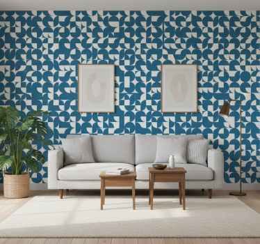 Geometric wallpaper blue circle art pattern - TenStickers