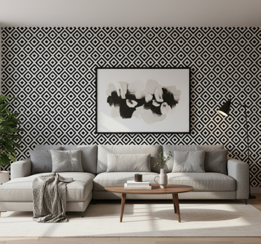 Geometric wallpaper bold black and white design - TenStickers