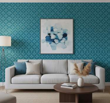 Geometric wallpaper in blue elegant circles - TenStickers
