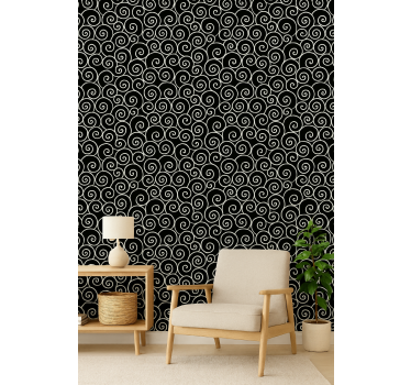Geometric wallpaper black and white waves - TenStickers