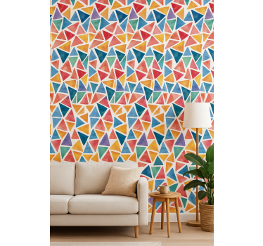 Geometric wallpaper cheerful colorful triangles - TenStickers