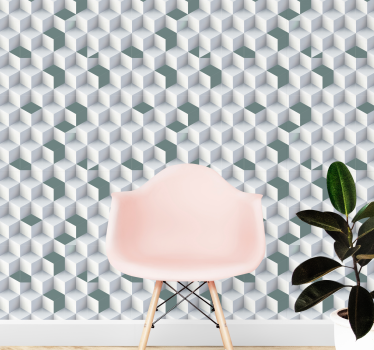 Geometric wallpaper geometric cube illusion - TenStickers