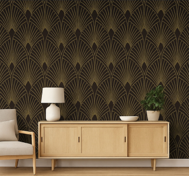 Geometric wallpaper gilded deco fan - TenStickers