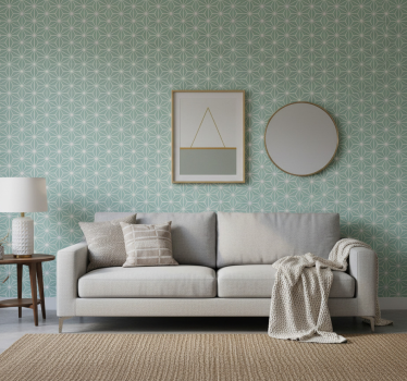 Geometric wallpaper green starburst design - TenStickers