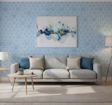 Geometric wallpaper hexagonal blue pattern - TenStickers