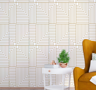 Geometric wallpaper in a geometric maze design - TenStickers