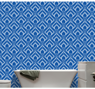 Geometric wallpaper in blue geometric pattern - TenStickers