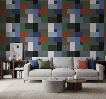 Geometric wallpaper in geometric blocks design - TenStickers