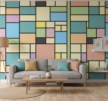 Geometric wallpaper in lively geometry - TenStickers