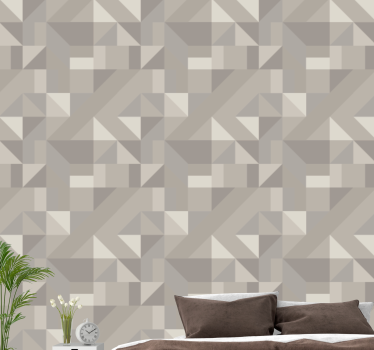 Geometric wallpaper in neutral beige tones - TenStickers