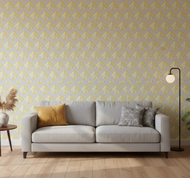 Geometric wallpaper in yellow and gray pattern - TenStickers