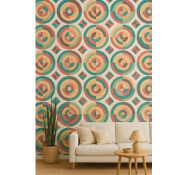 Geometric wallpaper retro abstract shapes - TenStickers