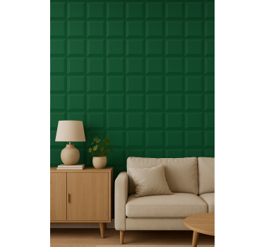 Geometric wallpaper 3d green squares design - TenStickers