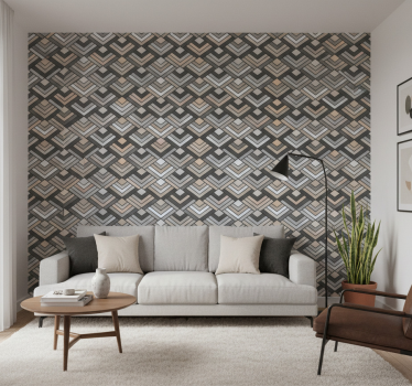 Geometric wallpaper layered chevron patterns - TenStickers