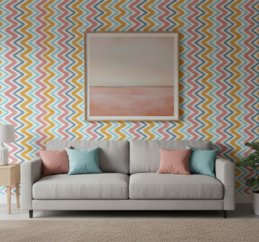 Geometric wallpaper lively zigzag design - TenStickers