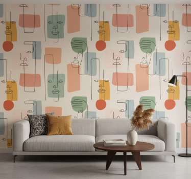 Geometric wallpaper minimalistic face art - TenStickers