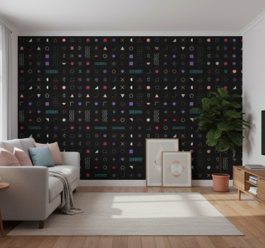Geometric wallpaper playful shapes showcase - TenStickers