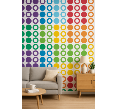 Geometric wallpaper rainbow-colored circles - TenStickers