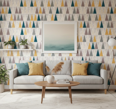Geometric wallpaper triangular color segments - TenStickers