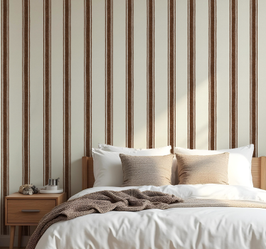 Geometric wallpaper vertical brown lines - TenStickers