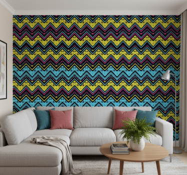 Geometric wallpaper vibrant chevron design - TenStickers