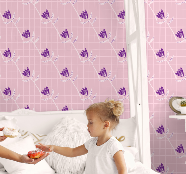 Geometric wallpaper with floral design - TenStickers