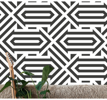 Geometric wallpaper with maze pattern design - TenStickers