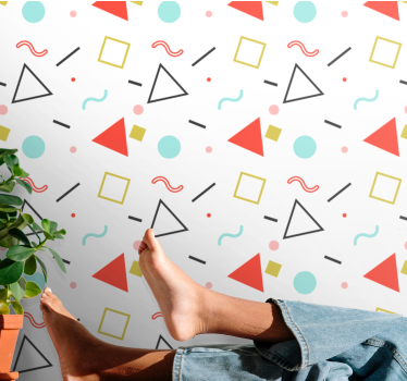 Geometric wallpaper with playful patterns - TenStickers