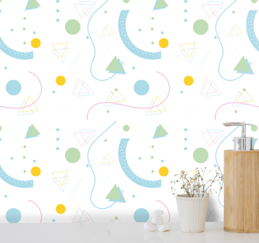 Geometric wallpaper with playful shapes - TenStickers