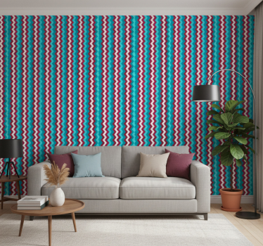 Geometric wallpaper zigzag wave design - TenStickers