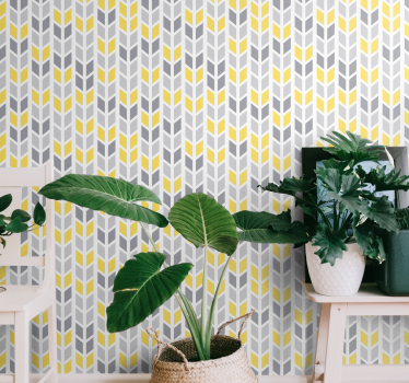 Grey and yellow pattern Geometric triangle wallpaper - TenStickers