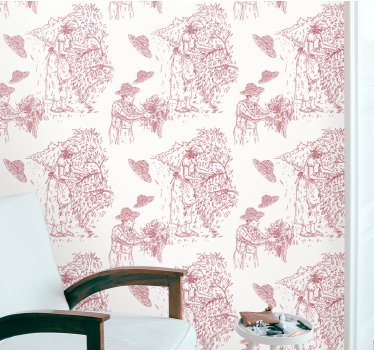 Harvest minimalist scene baroque wallpaper - TenStickers