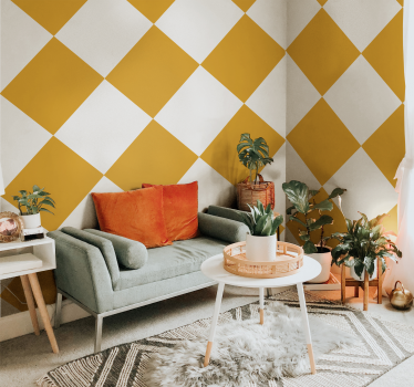 Mustard rhombus XXL Geometric shape Wallpaper - TenStickers
