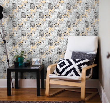 Owl Pattern Motif living room wallpaper - TenStickers