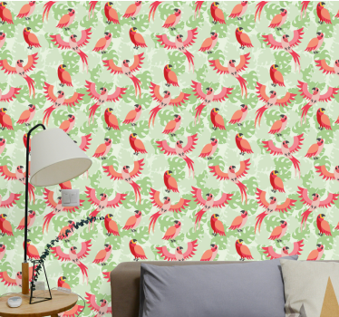 Parrot Pattern birds in wallpaper - TenStickers