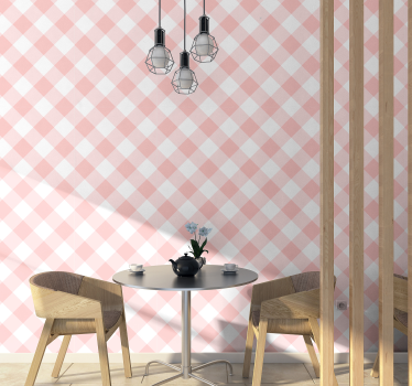 Pink squares Gingham pattern wallpaper  - TenStickers
