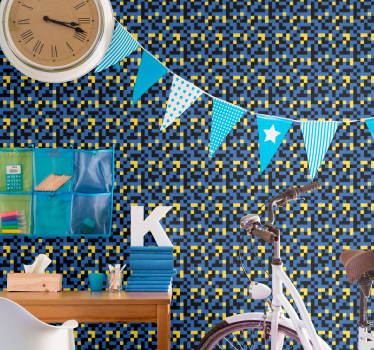 Pixelated Color Blocks geometric wallpaper - TenStickers