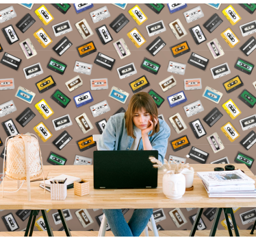 Retro wallpaper retro cassette design - TenStickers