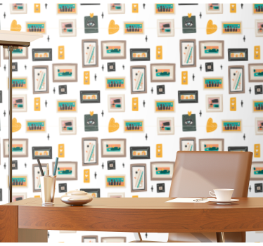 Retro Office Motifs wallpaper industrial - TenStickers