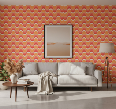Retro wallpaper with vibrant wave design - TenStickers