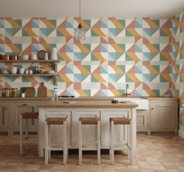 Rustic wallpaper with soft pastel geometric patterns - TenStickers